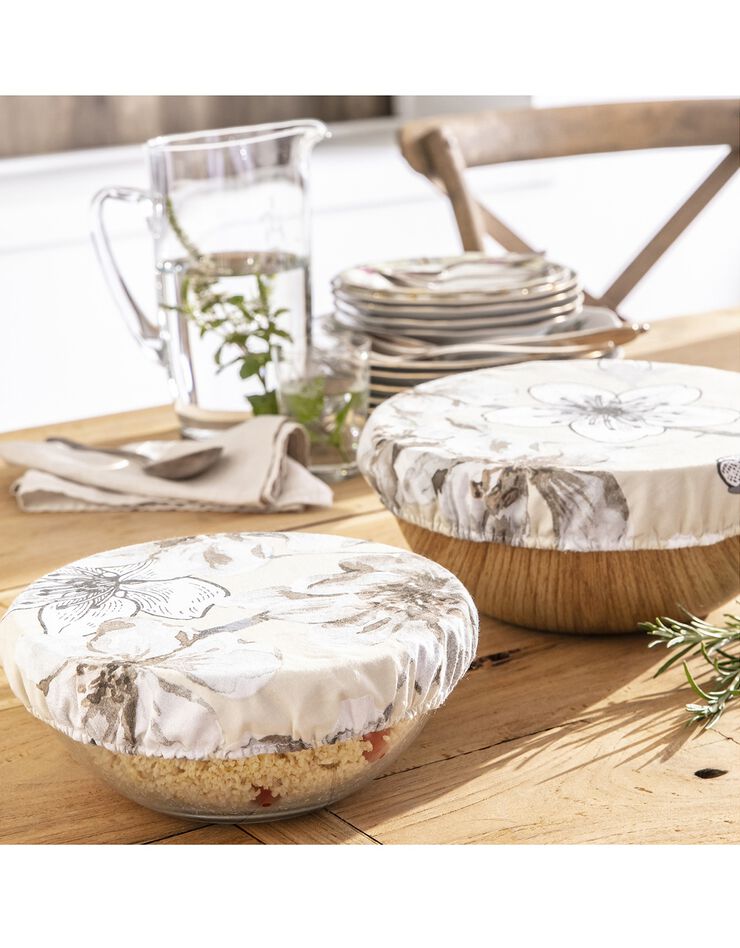 Charlotte alimentaire de conservation élastiquée, lot de 2 - collection upcycling (beige) Charlotte alimentaire de conservation élastiquée, lot de 2 - collection upcycling (beige)
