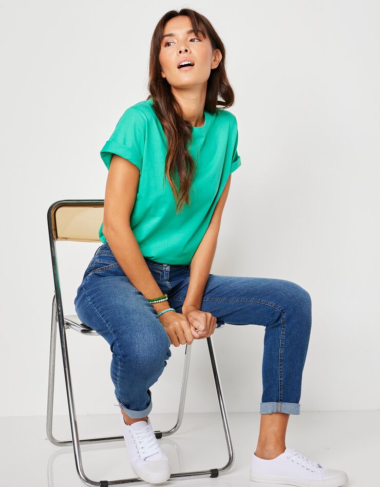 Tee-shirt "loose" en coton, uni (vert) Tee-shirt "loose" en coton, uni (vert)