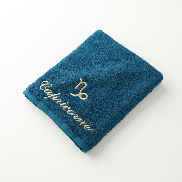 Serviettes de bain brod&eacute;es signe astrologique - 420g/m2 (capricorne)