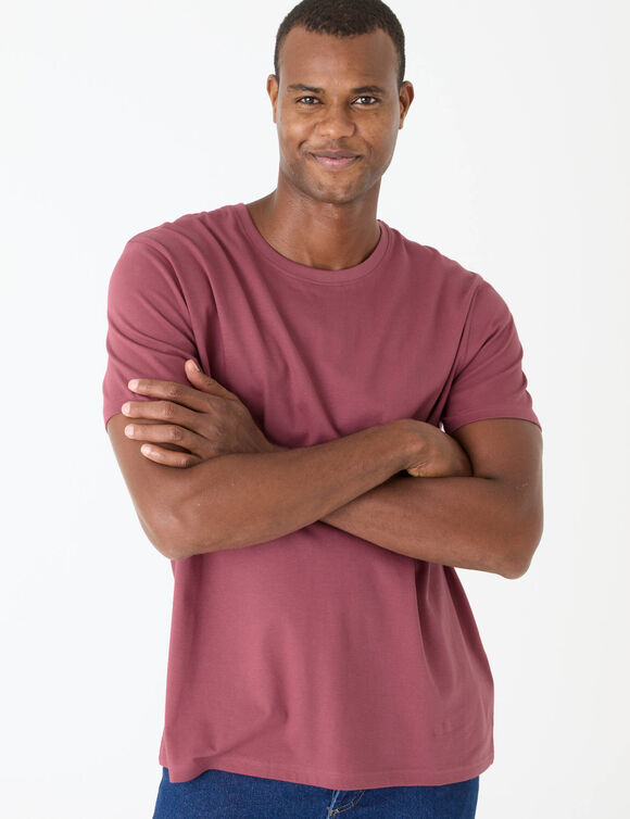 T-shirt col rond manches courtes (rose fonc&eacute;)