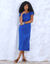 Robe longue maille t-shirt unie (bleu)