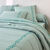 Linge de lit Faustine imprim&eacute; rayures et brod&eacute; - coton 57 fils/cm&sup2; (vert)