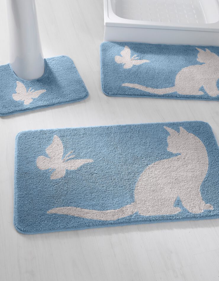 Tapis de bain fantaisie Chat & Papillon (bleuet) Tapis de bain fantaisie Chat & Papillon (bleuet)