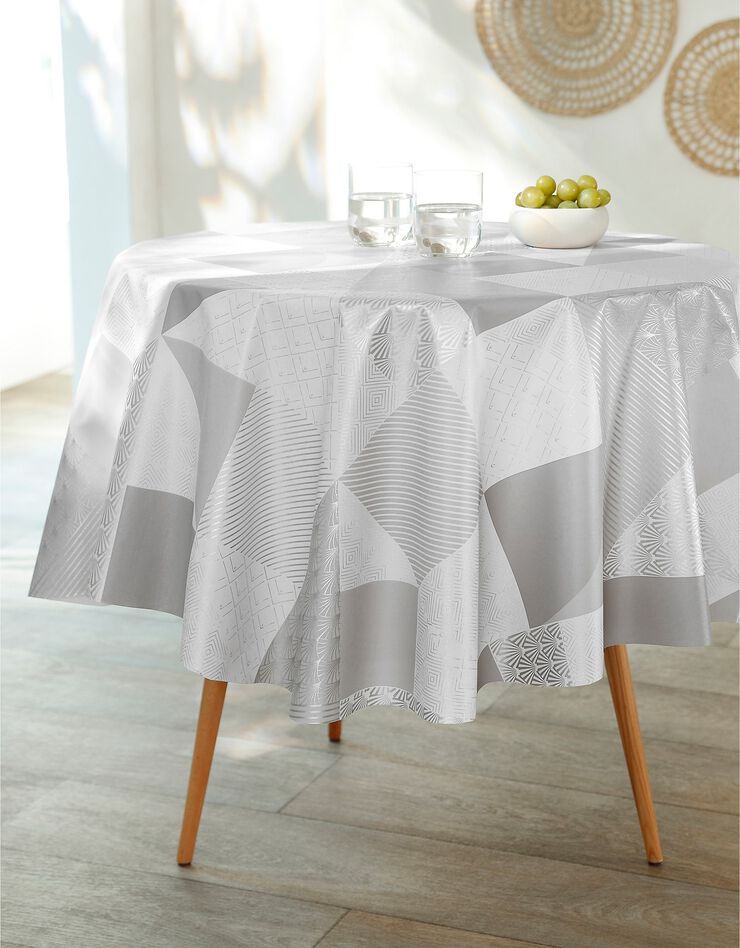 Nappe toile cirée imprimé géométrique (gris)