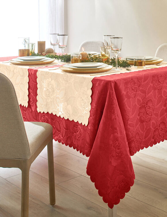 Nappe jacquard damass&eacute; (tomette)