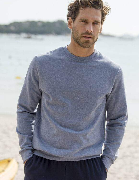Sweat molleton col rond (bleu jean)