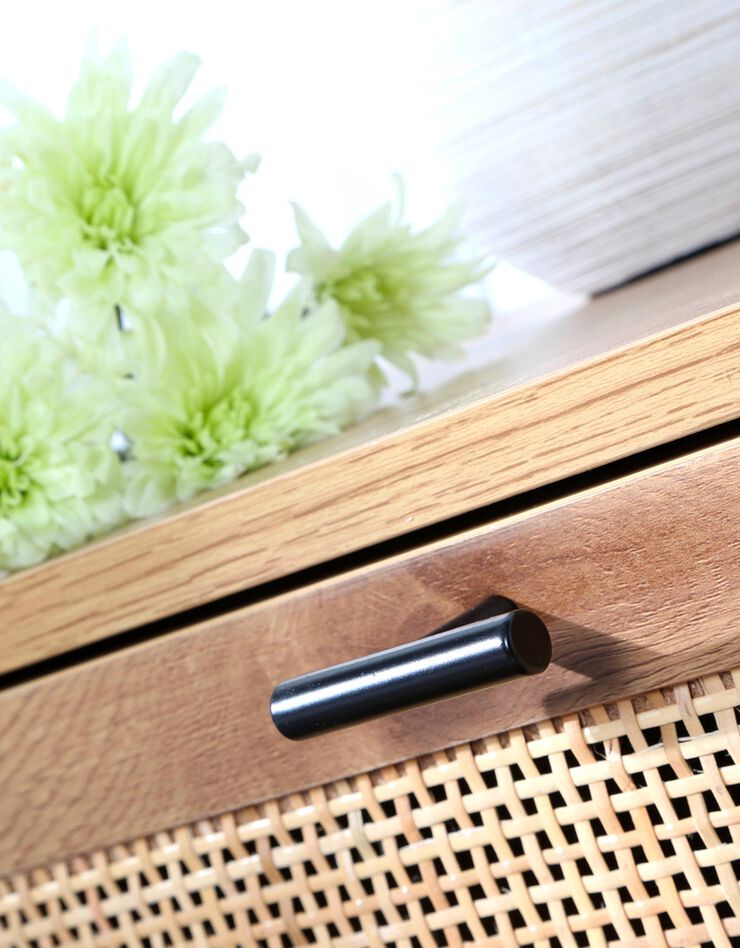 Table de chevet WICKOOD 2 tiroirs avec cannage rotin (naturel)