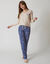 Pantalon pyjama coton imprimé floral (marine / mauve)