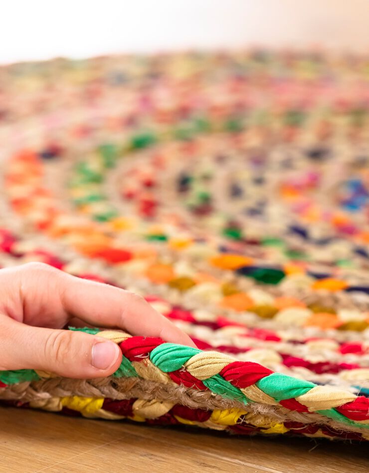 Tapis rond en jute et coton (multicolore)