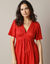 Robe longue volantée unie, manches courtes (grenadine)