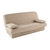 Housse clic-clac standard matelass&eacute;e imprim&eacute; l&eacute;opard (taupe)