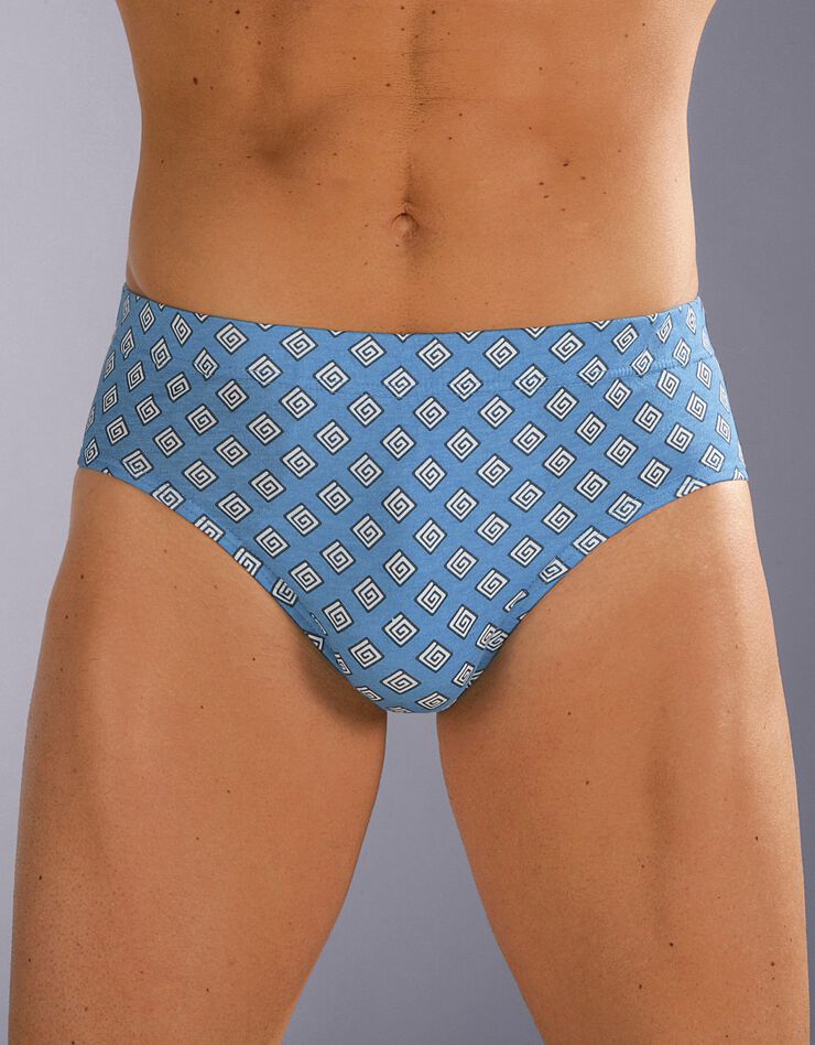 Slip fermé imprimé assorti taille confort - lot de 6 (bleu)