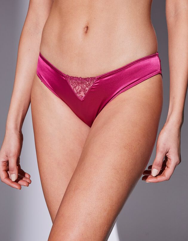 Culotte satin et tulle brodé Padoda (framboise)