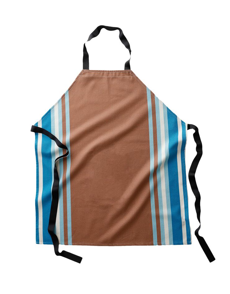 Tablier fabriqué en France, motif rayé Havane - coton biologique(1) (havane)