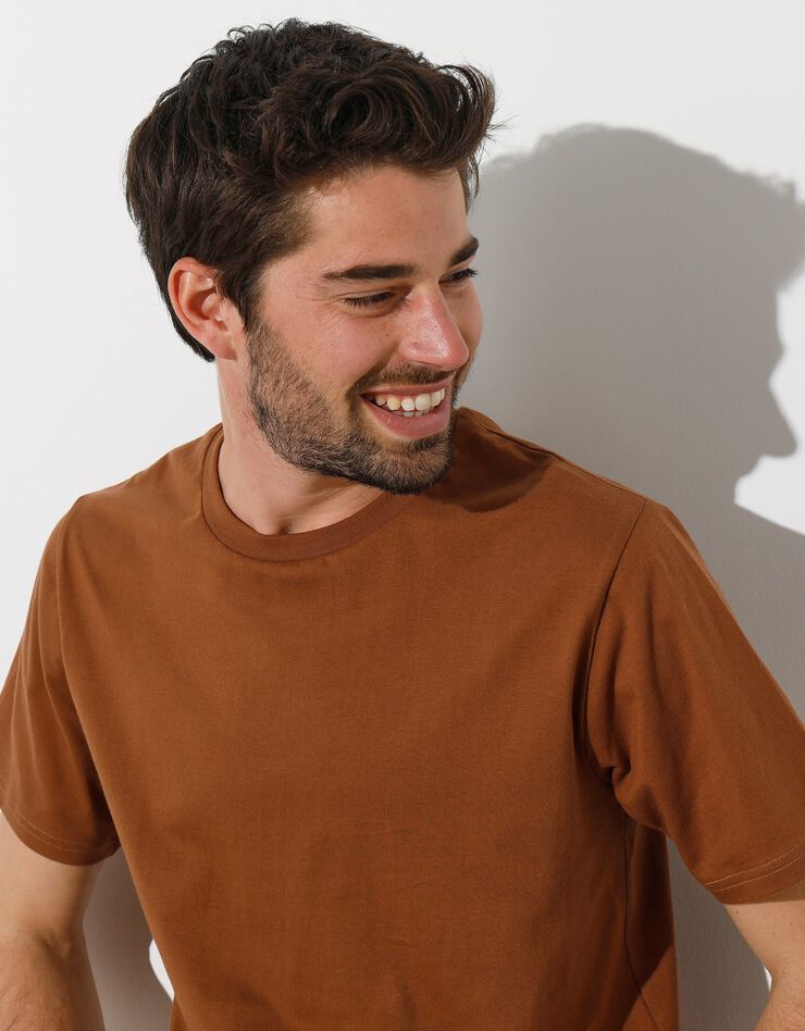 Tee-shirt col rond manches courtes - lot de 3 (bleu + marron + gris)