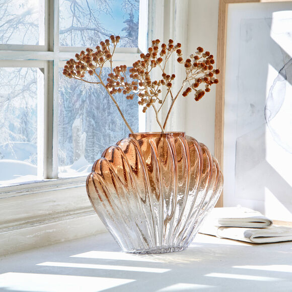 Vase coquillage en verre bicolore (naturel)