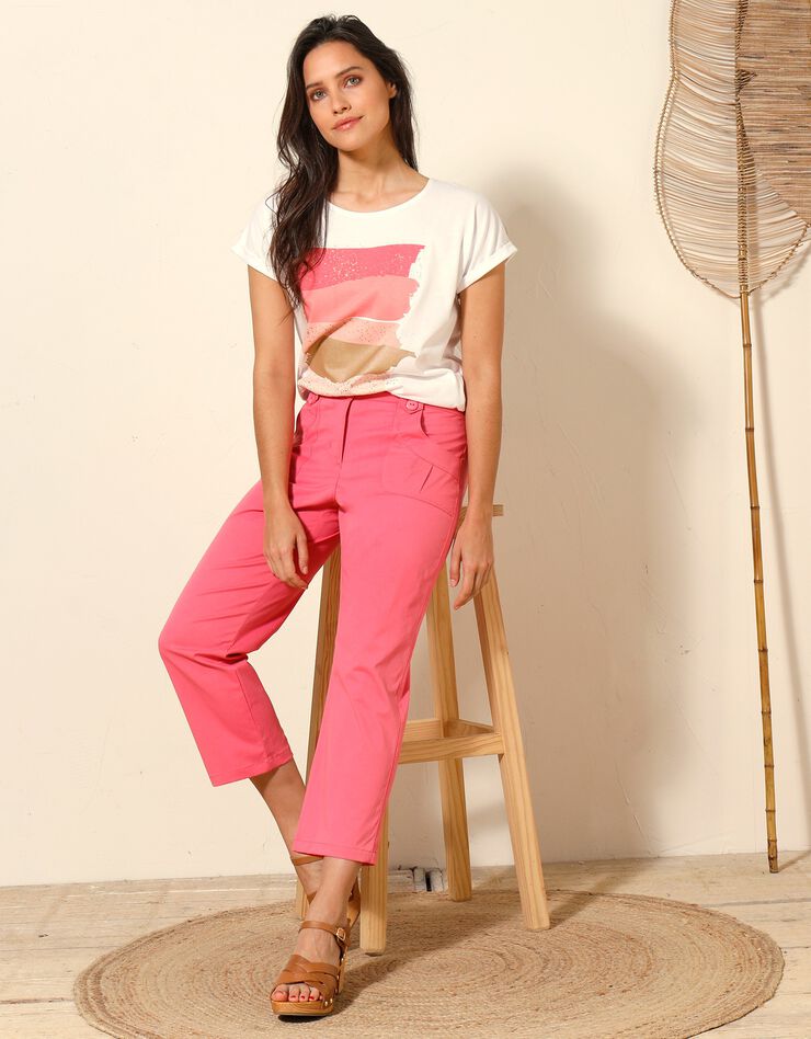 Pantacourt droit stretch (bois de rose) Pantacourt droit stretch (bois de rose)