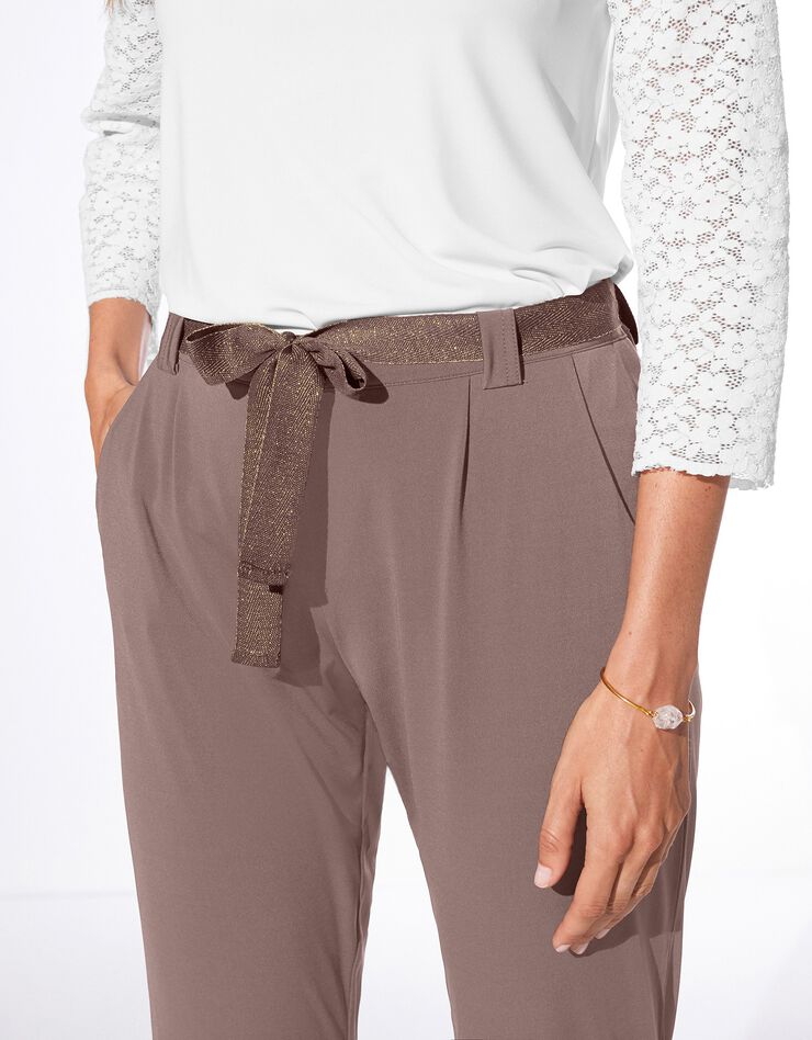 Pantalon coupe droite uni, maille (taupe) Pantalon coupe droite uni, maille (taupe)