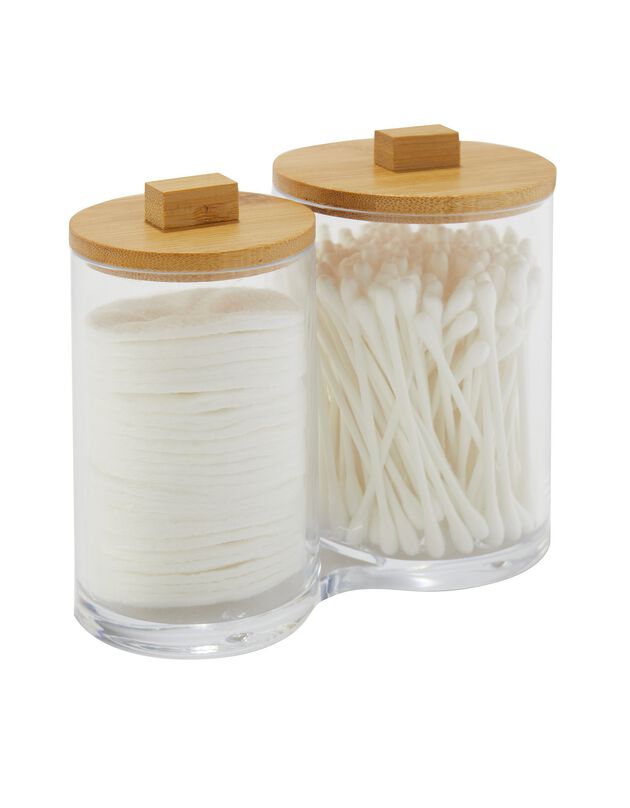 Coffret cosmétique avec couvercle (transparent/bois)