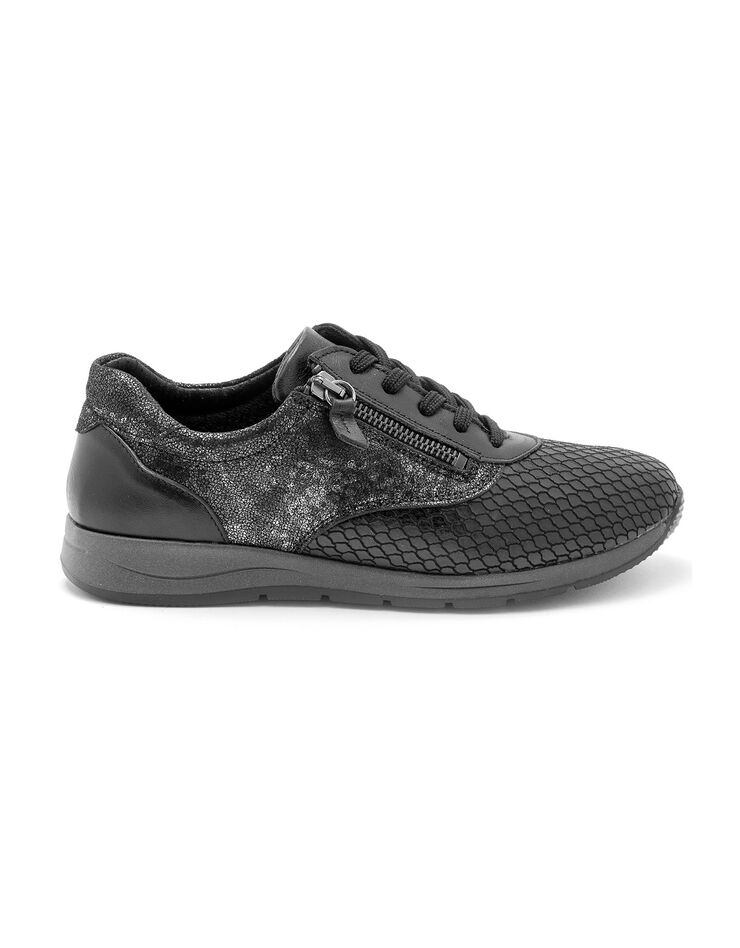 Derbies en cuir Hallux Confort - imprimé léopard (noir / gris) Derbies en cuir Hallux Confort - imprimé léopard (noir / gris)