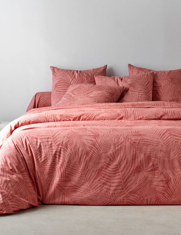 Linge de lit imprimé Marie coton (bois de rose)