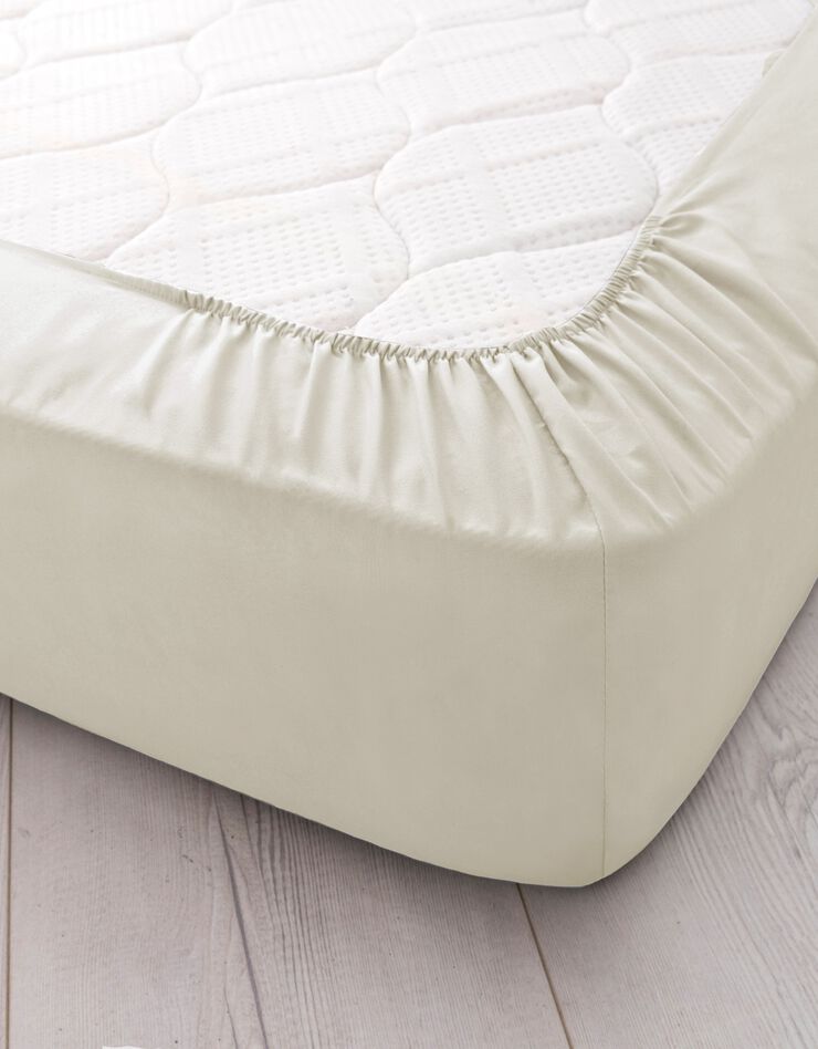 Drap-housse uni microfibre bonnet 28 cm (sable)