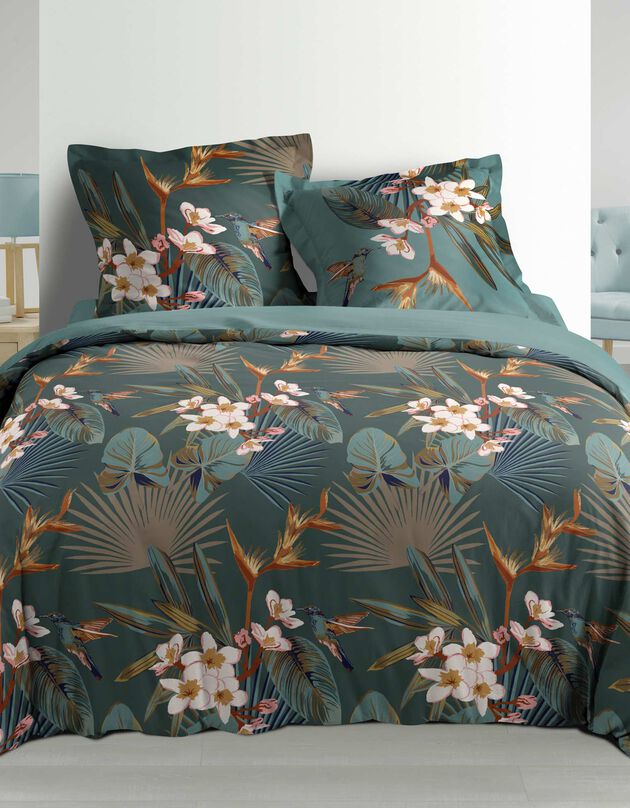 Parure de lit Hibiscus - percale coton (vert)