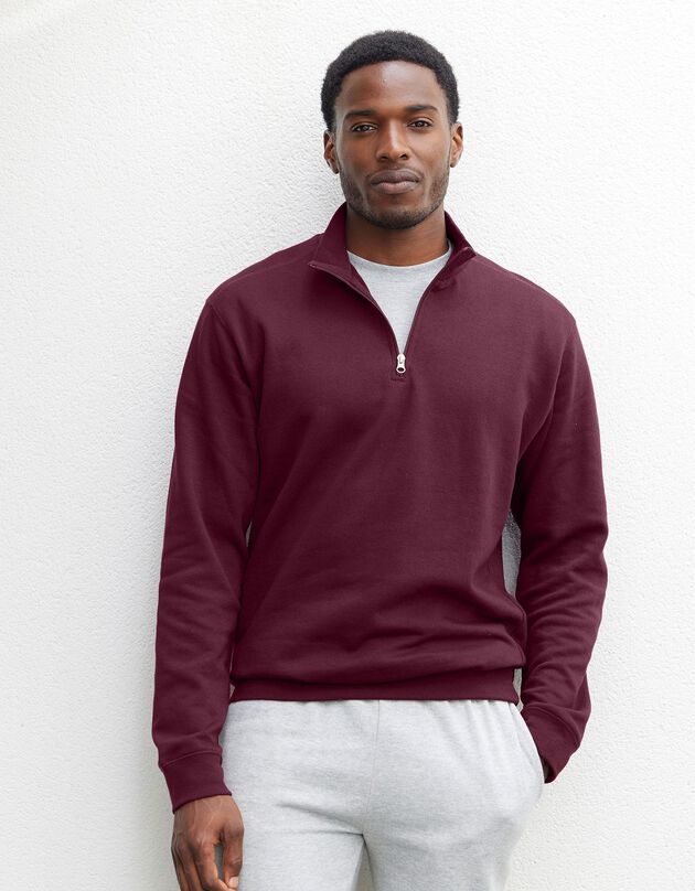 Sweat molleton col camionneur zippé (prune)
