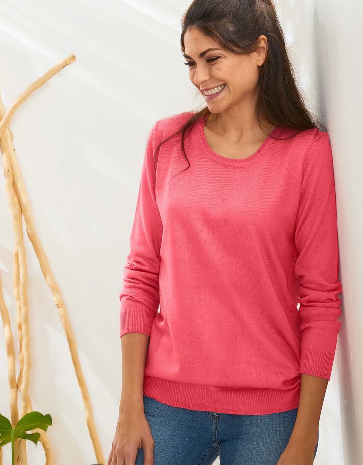 Pull col rond uni toucher cachemire (grenadine) Pull col rond uni toucher cachemire (grenadine)