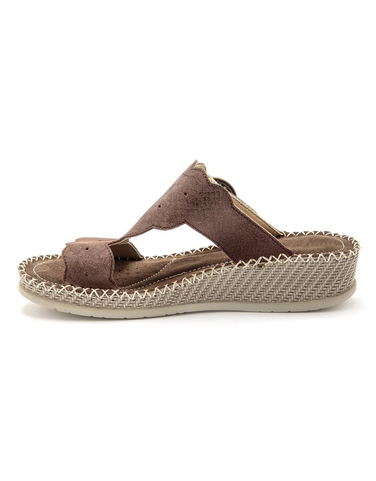 Mules cuir effet reptile grande largeur - marron (marron) Mules cuir effet reptile grande largeur - marron (marron)
