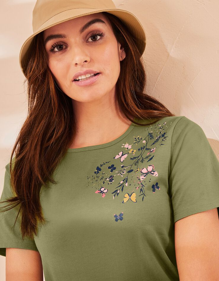 Tee-shirt manches courtes papillon (kaki) Tee-shirt manches courtes papillon (kaki)
