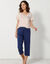 T- shirt pyjama manches courtes motif floral imprimé  (sable)