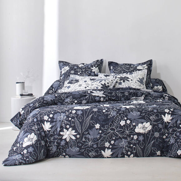 Linge de lit P&eacute;n&eacute;lope imprim&eacute; - coton 57 fils/cm&sup2; (bleu encre)