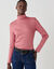 Sous-pull col roul&eacute; en maille c&ocirc;tel&eacute;e, uni (rose)