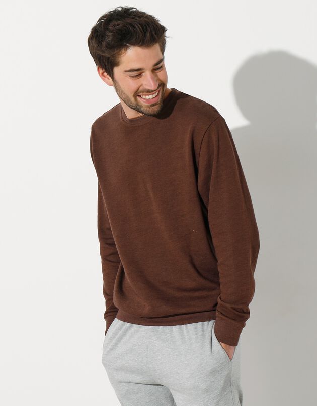 Sweat molleton col rond (chocolat)