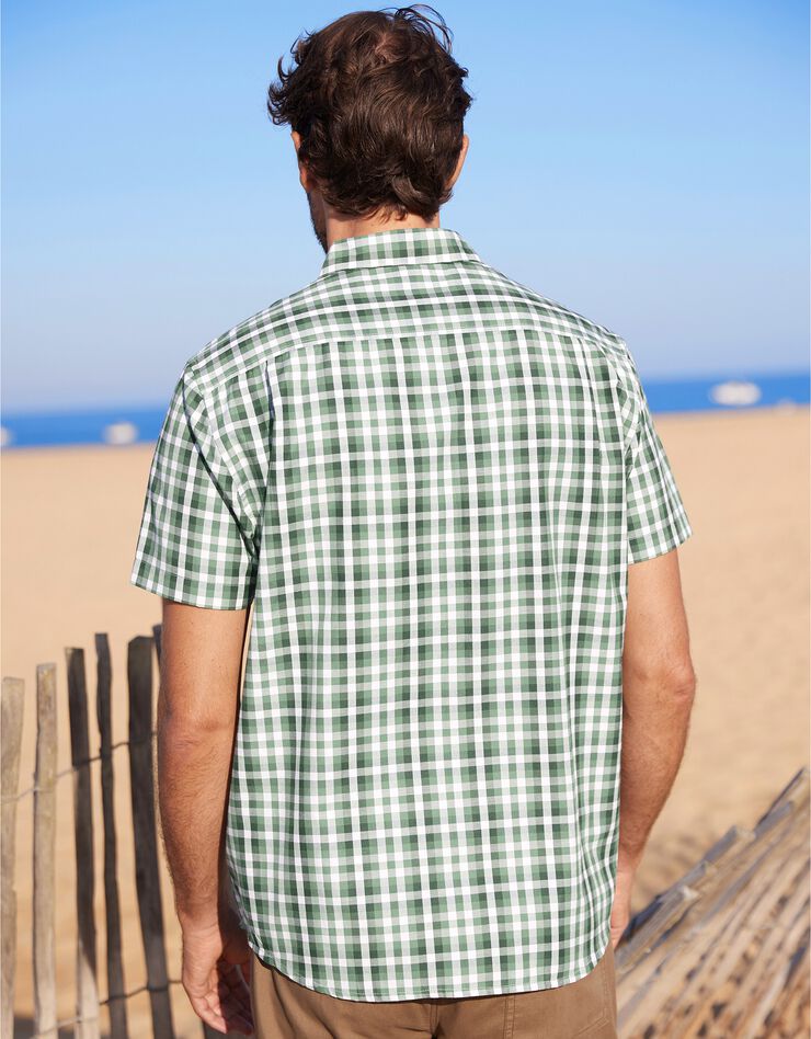 Chemise à carreaux manches courtes polycoton (vert)