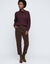 Pull blousant col montant avec noeud, maille anglaise (prune)
