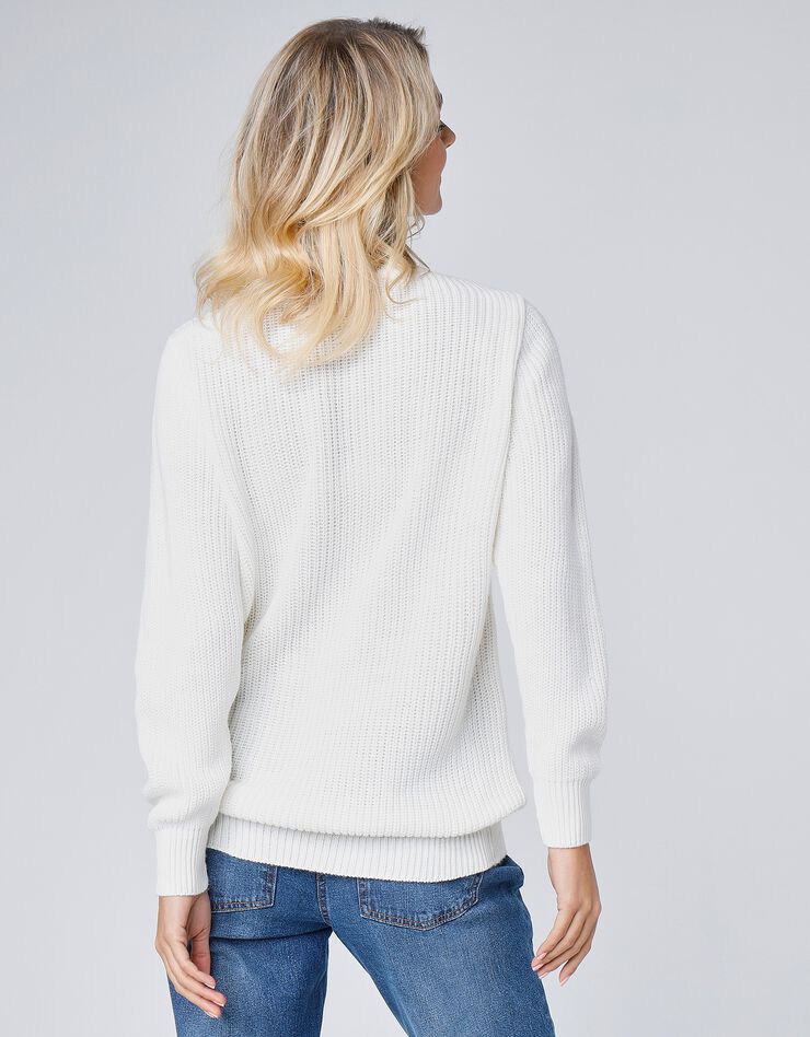Pull col rond maille anglaise (blanc cassé) Pull col rond maille anglaise (blanc cassé)