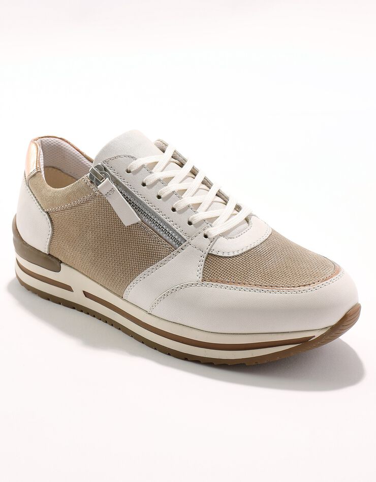 Baskets zippées bi-matière (beige) Baskets zippées bi-matière (beige)