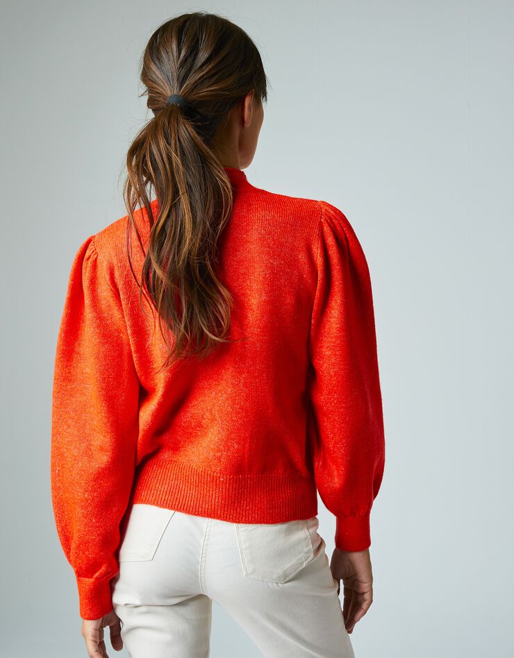 Pull jersey manches longues bouffantes (orange)