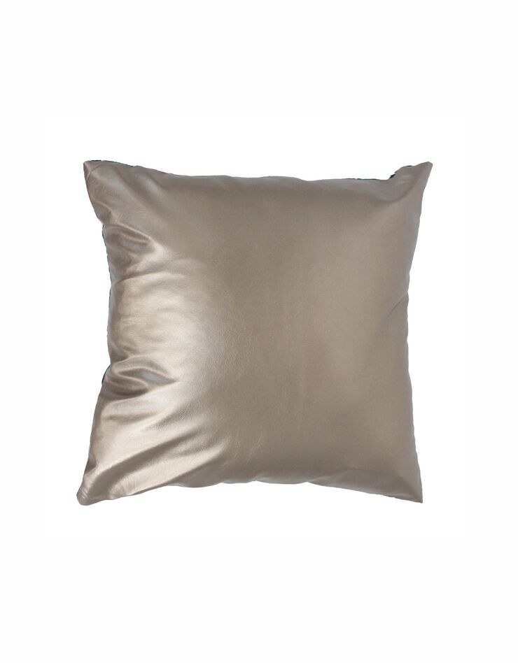 Coussin imprimé graphique métallisé - coton (marine)