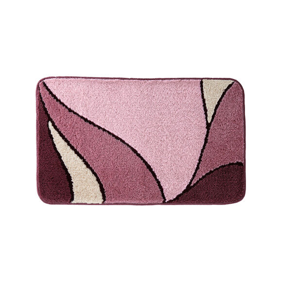 Tapis de bain motif v&eacute;g&eacute;tal (prune)