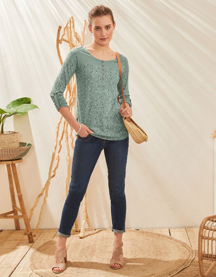 Tee-shirt tunisien imprimé manches longues (kaki) Tee-shirt tunisien imprimé manches longues (kaki)