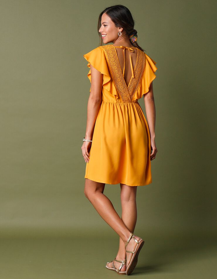 Robe ample courte manches papillon (safran)