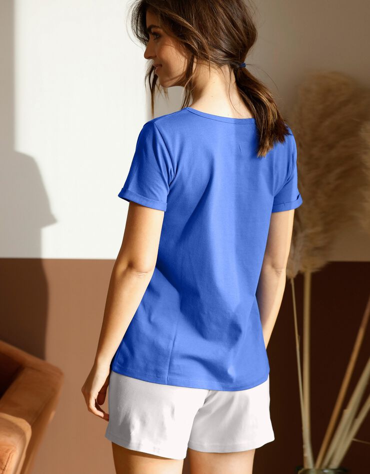 Lot de 2 pyjashorts manches courtes imprimés (bleu + marine) Lot de 2 pyjashorts manches courtes imprimés (bleu + marine)