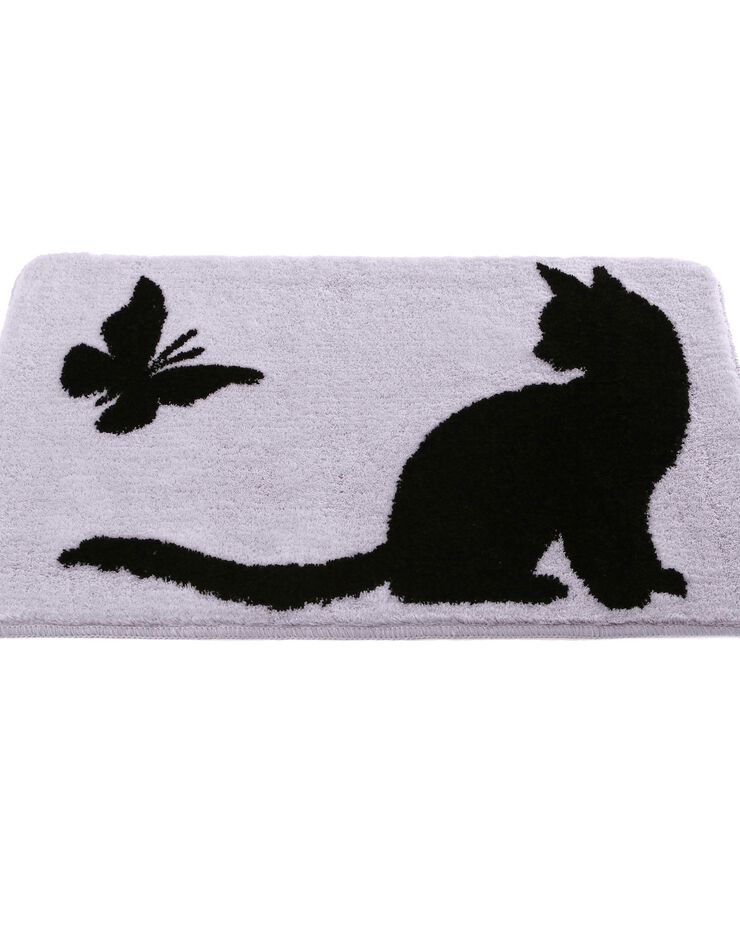 Tapis de bain fantaisie Chat & Papillon (parme grisé) Tapis de bain fantaisie Chat & Papillon (parme grisé)
