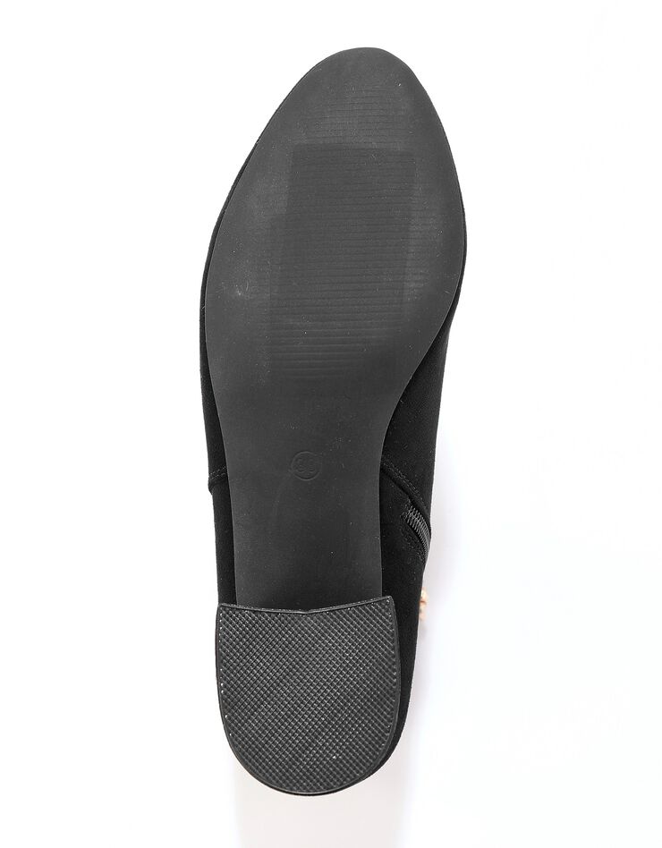 Boots à talon avec bride croco et boucle dorée - noir (noir) Boots à talon avec bride croco et boucle dorée - noir (noir)