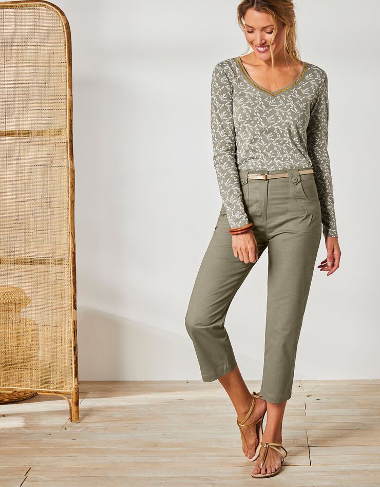 Pantacourt droit stretch (kaki clair) Pantacourt droit stretch (kaki clair)