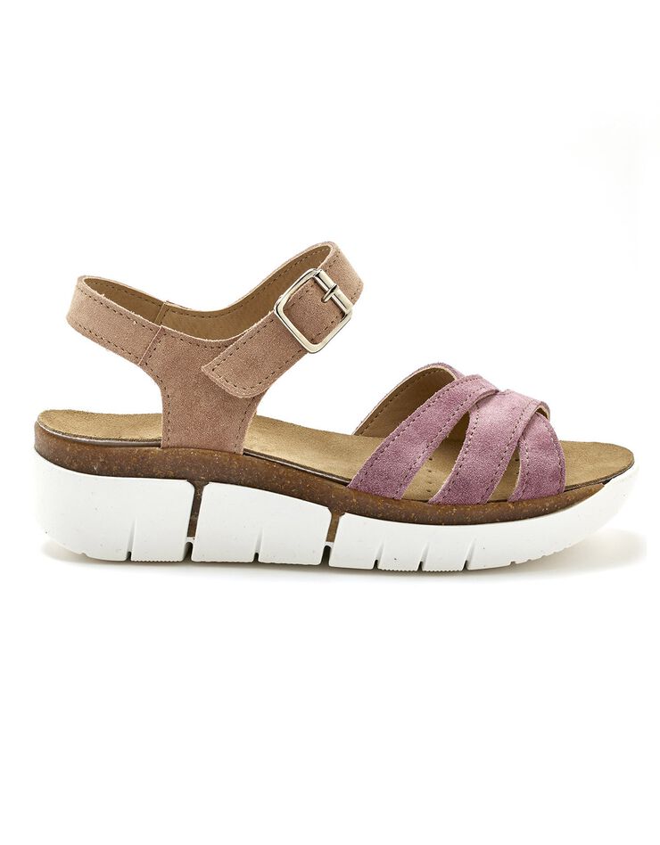 Sandales cuir brides multicolores - largeur confort (rose) Sandales cuir brides multicolores - largeur confort (rose)