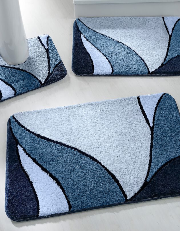 Tapis de bain motif végétal (bleu)